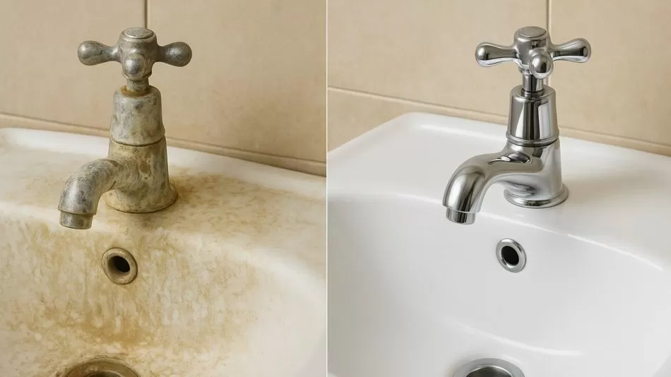 Ani ocet, ani soda: domácí prostředek, který okamžitě odstraní vodní kámen z kohoutků a žluté skvrny v koupelně